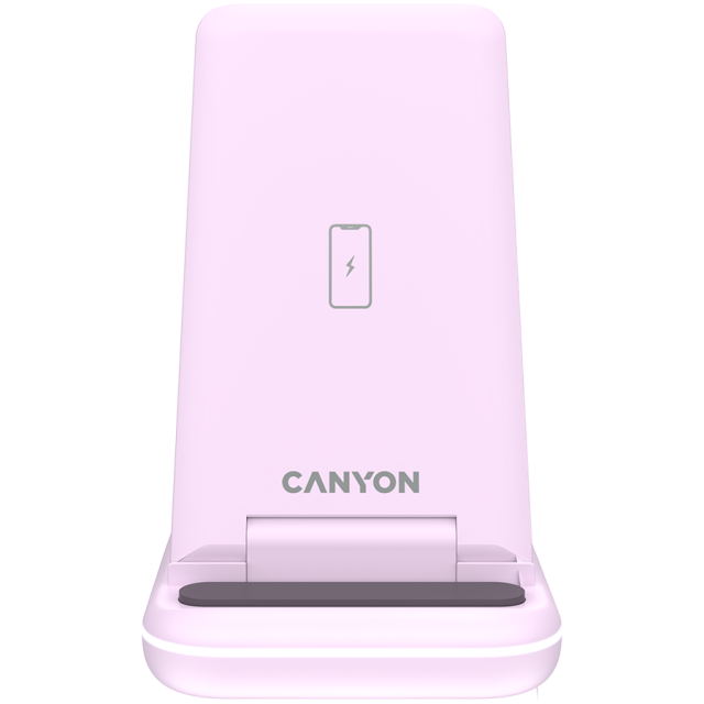 Безжична станция за зареждане на iWatch / iPhone / TWS слушалки Canyon WS-304, 3-В-1 за безжичнно зареждане, 15W/10W/7.5W/5W, розова