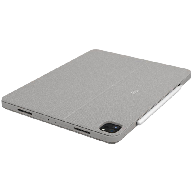 Клавиатура за таблет Logitech Combo Touch, съвместима с Apple iPad Pro 12.9-inch (5th generation) с тъчпад, безжична, подсветка, светло сива (US)