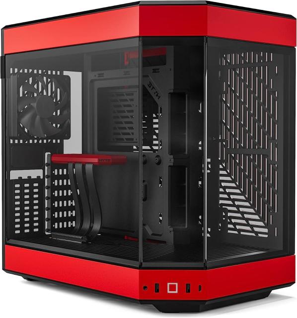 Кутия HYTE Y60 W Tempered Glass, 2x USB 3.0, 1x USB-C 3.2, Черно и Червено, EATX/ATX/mATX/ITX