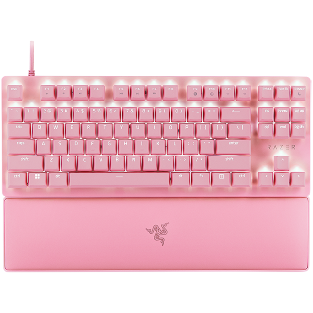 Клавиатура Razer Huntsman V2 Tenkeyless, механична, Linear Optical Switches Gen-2, RGB подсветка, розова, USB