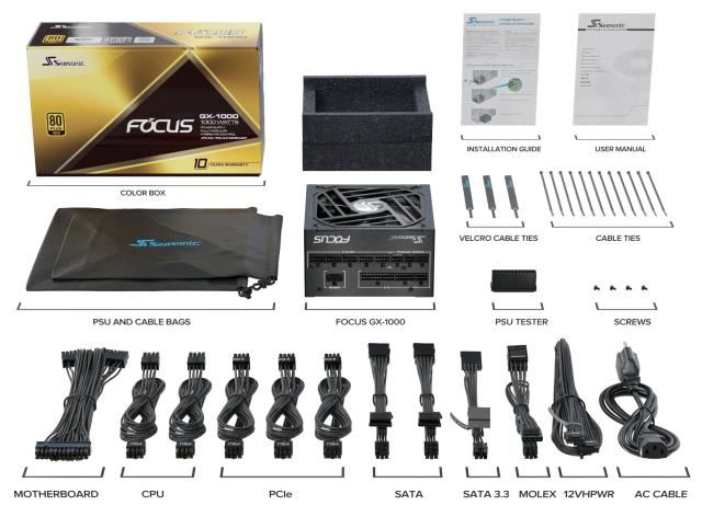 Захранване SEASONIC FOCUS GX-1000 1000W, 80+ Gold PCIe 5.0, Fully Modular