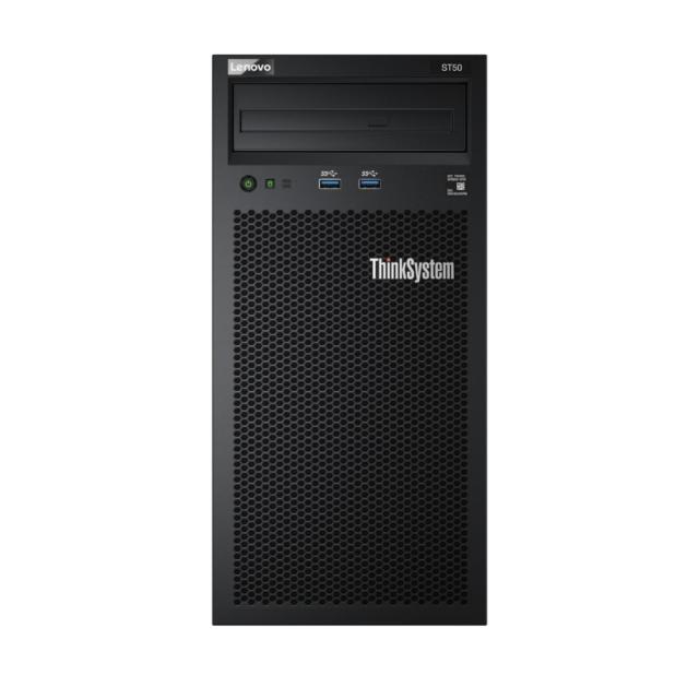 Сървър Lenovo ThinkSystem ST50, Xeon E-2226G  (6C 3.4GHz 12MB Cache/80W), SW RAID, 2xS4510 480GB, 1x16GB, 250W, No DVD, 3yr Warranty