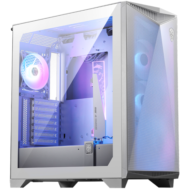 Кутия MSI MPG GUNGNIR 300R AIRFLOW,  Mid-Tower, 2x USB 3.2 Gen 1 Type-A, 1x USB 3.2 Gen 2x2 Type-C, 1x Audio/1x Mic, E-ATX/ATX/M-ATX/ITX, Бяла