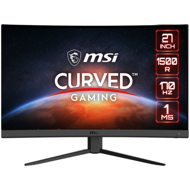 Монитор MSI G27C4 E2 Curved Gaming, 27.0" (68.58 cm) FHD VA 170Hz, Anti-glare, 1500R curve, 1ms, Adaptive Sync, Adjustable Stand, 1x DP, 2x HDMI, 