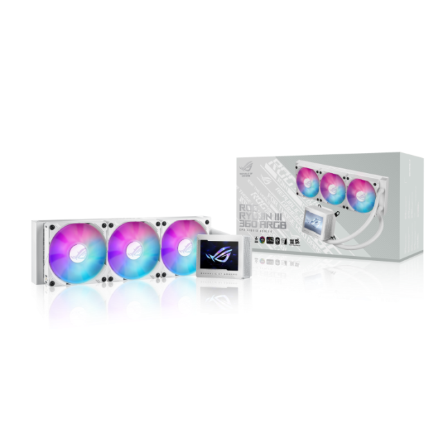 Охладител за процесор ASUS ROG RYUJIN III 360 ARGB White Edition, 3.5" Full Color LCD Display, Intel LGA 1700, 1200, 115x / AMD AM5, AM4