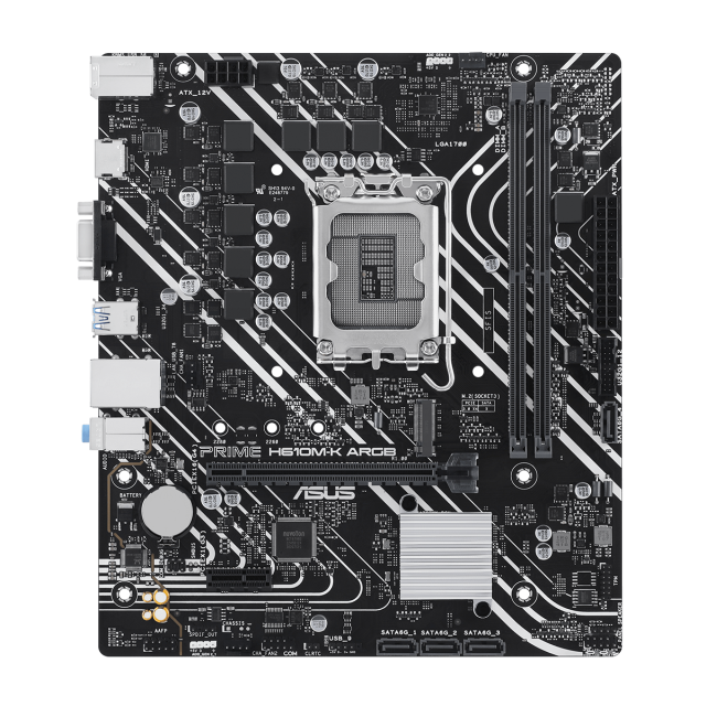 Дънна платка ASUS PRIME H610M-K ARGB D5, LGA 1700 mATX, 2x DDR5, 1x M.2 slot, 4 x SATA 6Gb/s, VGA, HDMI, mATX