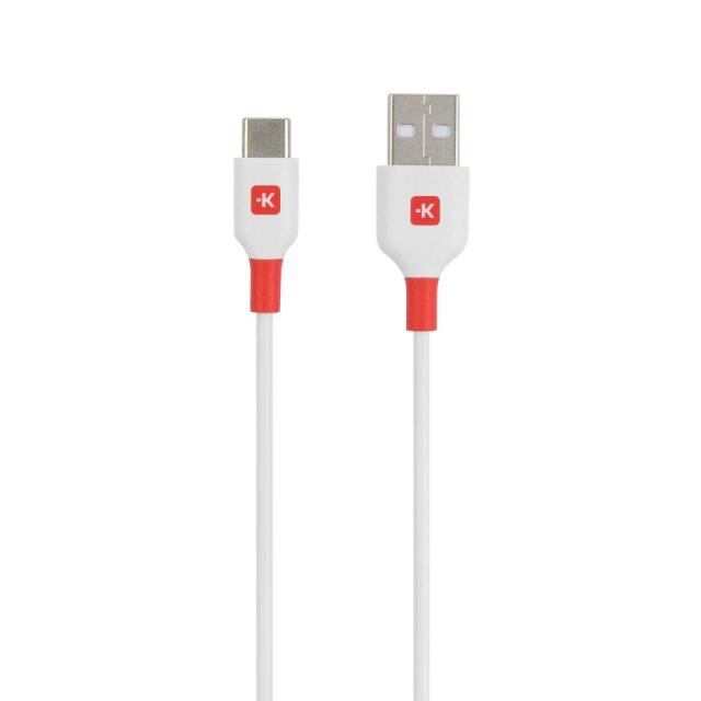 Кабел Skross, USB Type-C - USB-A 2.0 мъжко, 2.0м, Бял