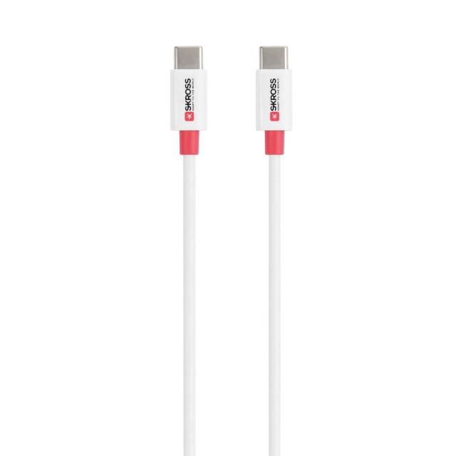 Кабел Skross, USB Type-C - USB Type-C 2.0 мъжко, 0.15 м, Бял