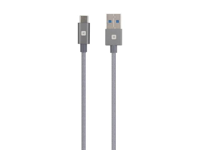 Кабел Skross, USB-A - USB Type-C, Метална оплетка, 1.20 м, Сив