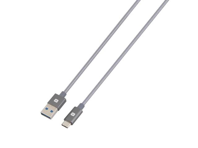 Кабел Skross, USB-A - USB Type-C, Метална оплетка, 1.20 м, Сив