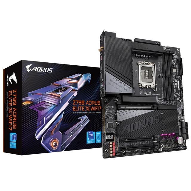 Дънна платка GIGABYTE Z790 A ELITE X, LGA1700, 4x DDR5, 4 x M.2, 6 x SATA 6Gb/s, WIFI 7, USB Type-C, HDMI, DP, ATX