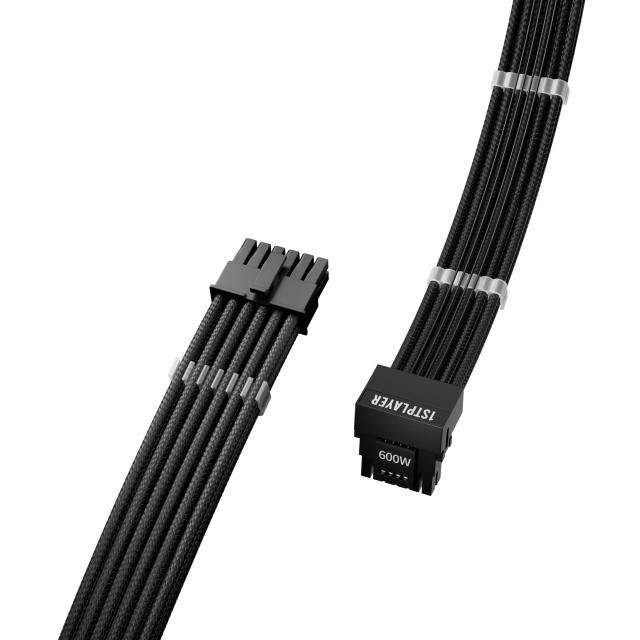 Модулен кабел 1stPlayer Custom Sleeved Modding Cable Black - PCIe 5.0 12VHPWR M/M
