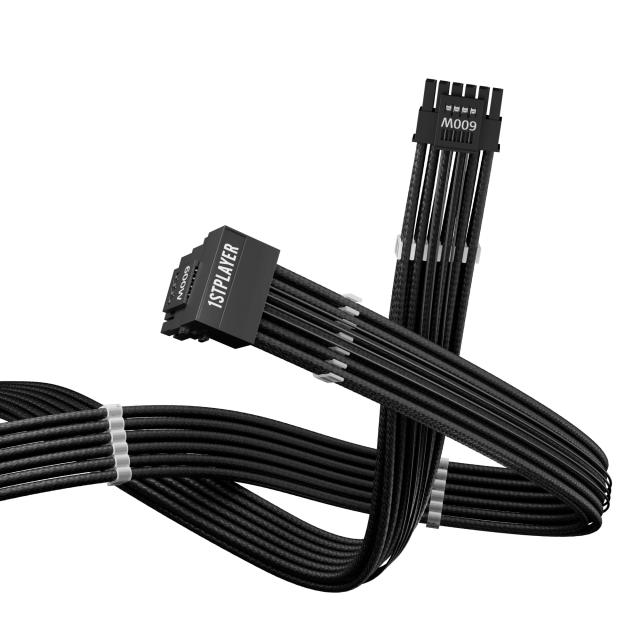 Модулен кабел 1stPlayer Custom Sleeved Modding Cable Black - PCIe 5.0 12VHPWR M/M