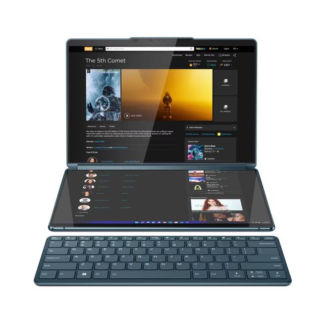 Лаптоп Lenovo Yoga Book 9 13IRU8, (10-ядрен) Intel Core i7-1355U 1.7/5.0GHz, Dual 13.3" (33.78cm) WQXGA+ OLED Touch, 16GB LPDDR5X, 1TB SSD NVMe, 3x Thunderbolt 4, Windows 11 Home