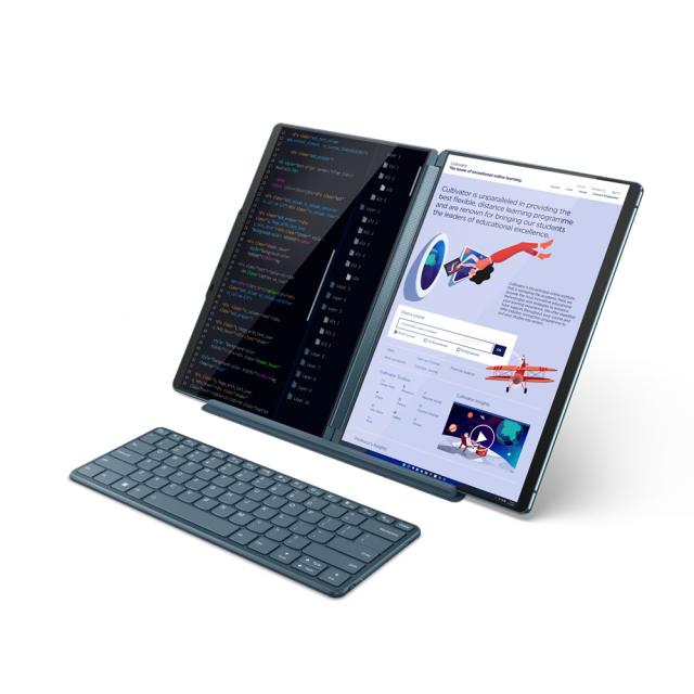 Лаптоп Lenovo Yoga Book 9 13IRU8, (10-ядрен) Intel Core i7-1355U 1.7/5.0GHz, Dual 13.3" (33.78cm) WQXGA+ OLED Touch, 16GB LPDDR5X, 1TB SSD NVMe, 3x Thunderbolt 4, Windows 11 Home