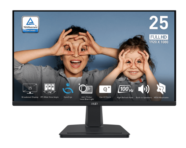 Монитор MSI PRO MP251, 24.5" (62.23 cm) IPS панел, 100Hz, Full HD, 1ms, 300cd/m2, VGA, HDMI