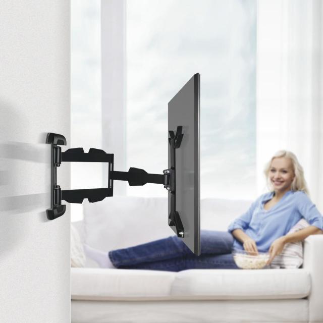 Стенна стойка за TV HAMA, Fullmotion, 2 рамена, черна, 65", 400х400, до 25кг