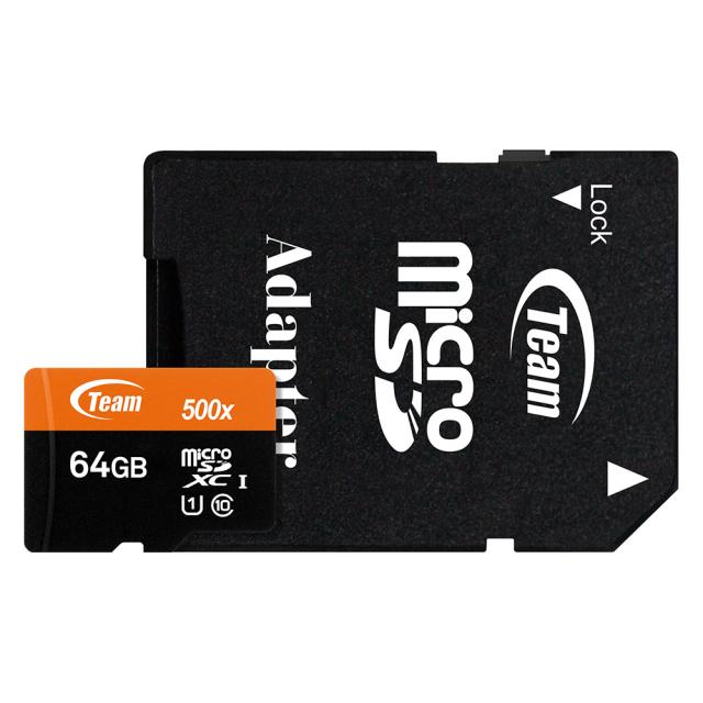 Карта памет TEAM microSDXC, Class 10, UHS-I, 64GB, SD адаптер