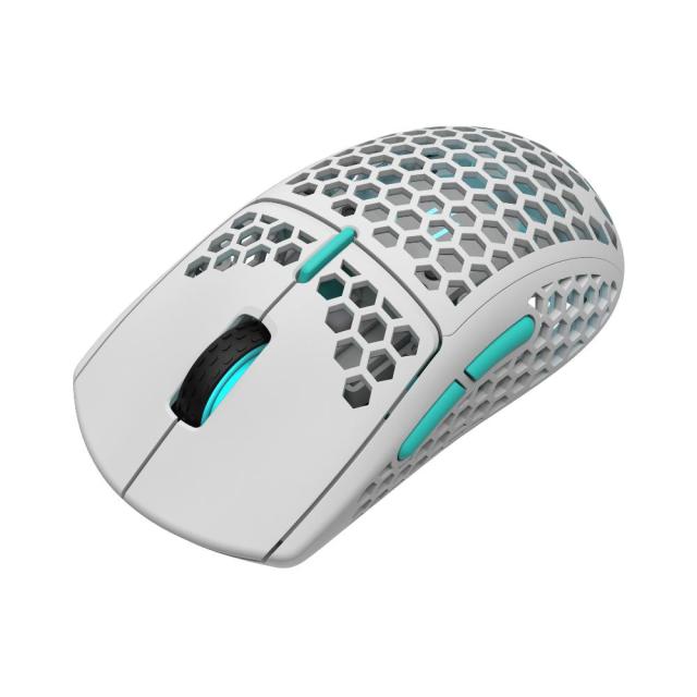 Геймърска мишка Dark Project ME4, Wireless, White/Neon Blue