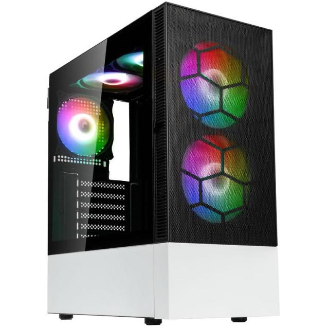 Кутия Kolink Observatory MX Mesh ARGB TG Mid-Tower, 2x USB-A 3.0, 1x USB-A 2.0, 1x 3,5 mm HD-Audio, ATX, Micro-ATX, Mini-ITX, Черен/Бял 