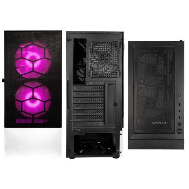 Кутия Kolink Observatory MX Mesh ARGB TG Mid-Tower, 2x USB-A 3.0, 1x USB-A 2.0, 1x 3,5 mm HD-Audio, ATX, Micro-ATX, Mini-ITX, Черен/Бял 