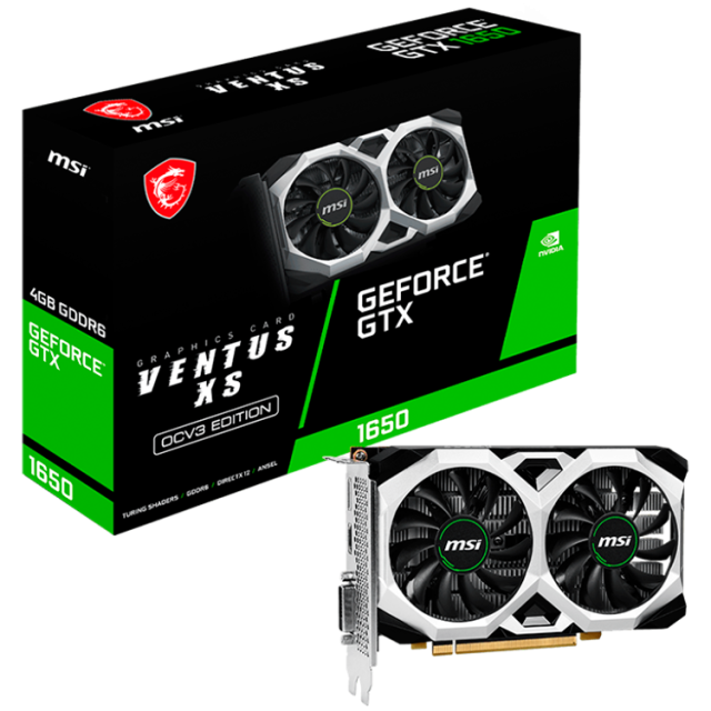 Видео карта MSI Nvidia GeForce GTX 1650 D6 VENTUS XS OCV3, 4GB GDDR6, 128bit, 1x DP, 1x HDMI, 1x DVI-D