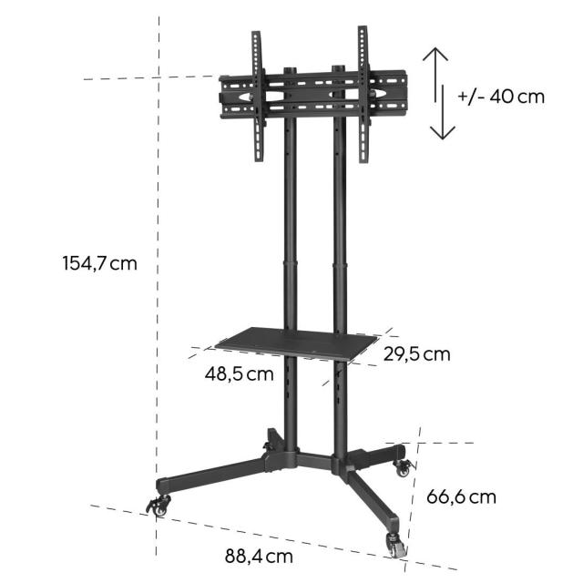 Мобилна стойка за TV HAMA Trolley , до 175см / 70"/ , черна, 600x400,на колела