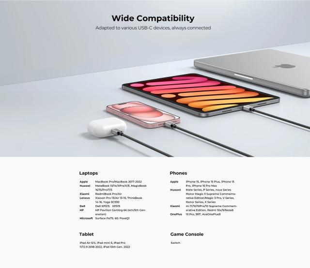 Kабел Orico USB Type-C към USB Type-C PD 100W Charging 1.0m Black