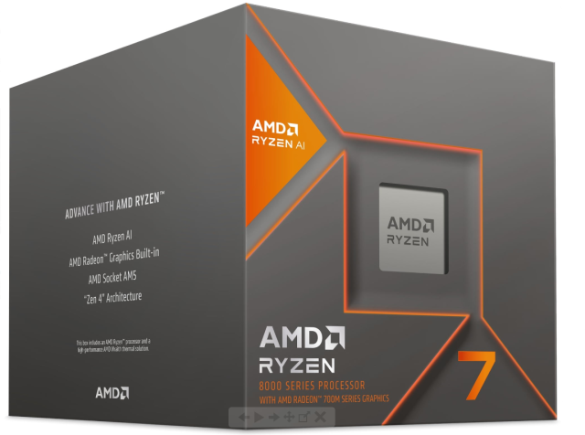 Процесор AMD Ryzen 7 8700G 8C (4.2/5.1GHz, 24MB Cache, 65W, AM5) BOX, с охлаждане