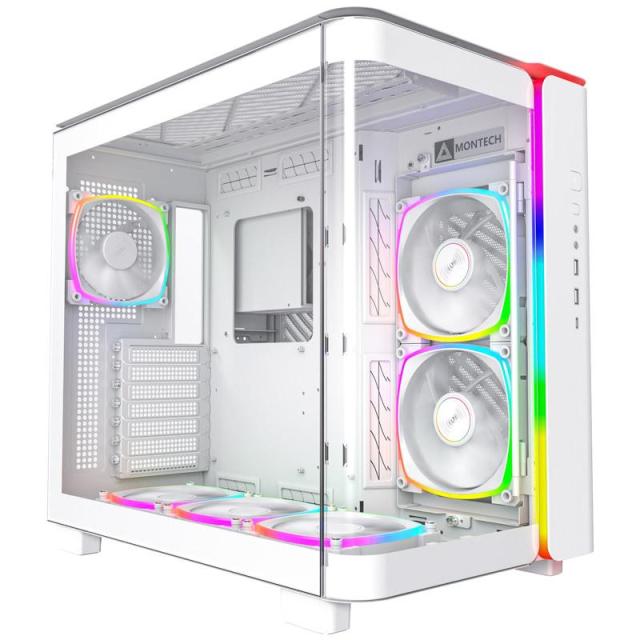 Кутия MONTECH KING 95 PRO ARGB, TG, Mid-Tower, 1x Type-C, 2x USB3.0, 1x Mic/Audio, ATX, Micro-ATX, Mini-ITX, Бяла