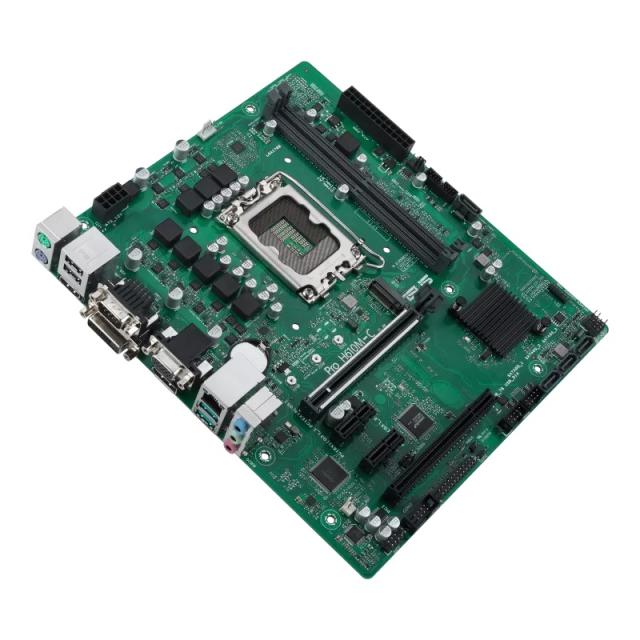 Дънна платка ASUS PRO H610M-C-CSM, LGA1700, 2x DDR5, 1 x M.2, 4 x SATA 6Gb/s, DP, HDMI, DVI, VGA, mATX
