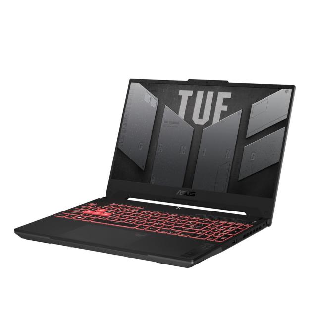Лаптоп Asus TUF GAMING A15 FA507UI-HQ028W, AMD Ryzen 9 8945H 8C (24MB Cache, 4.0/5.2GHz, 16 Threads), 15.6'' (39.62 cm) FHD IPS 165HZ, NVIDIA GeForce RTX 4070 8GB GDDR6, 32GB DDR5, SSD 1TB NVMe M.2, Windows 11 Home