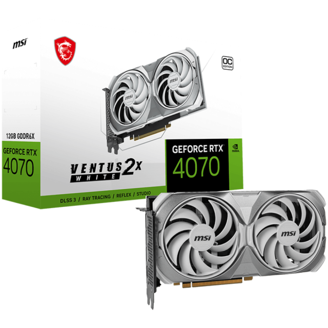 Видео карта MSI GeForce RTX 4070 SUPER 12G VENTUS 2X WHITE OC, 12GB GDDR6X, 192-bit, HDMI, 3x DP