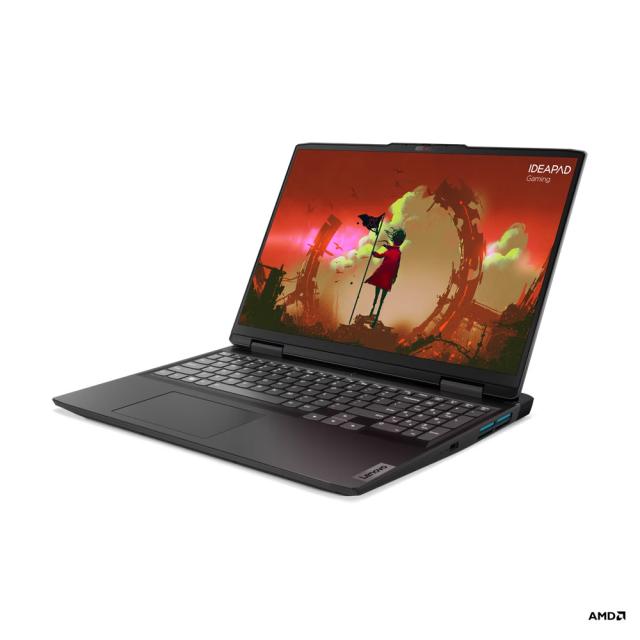 Лаптоп LENOVO IdeaPad Gaming 3 16ARH7, 16.0" (40.64 cm) WUXGA IPS 350nits Anti-glare, 165Hz, AMD Ryzen 5 6600H 6C / 12T (3.3 / 4.5GHz,163MB), NVIDIA GeForce RTX3050 Ti 4GB, 16GB DDR5, 512GB SSD M.2 NVMe, Free DOS