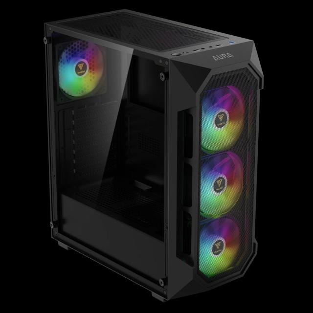 Кутия Gamdias AURA GC1 Elite - Mesh, RGB, Middle Tower, 1 x USB 3.0, 2 x USB 2.0, ATX, mATX, Mini-ITX
