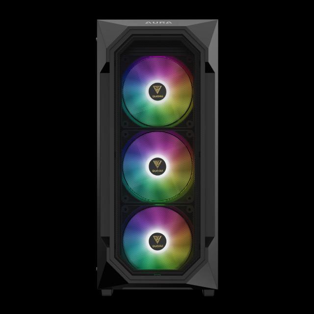 Кутия Gamdias AURA GC1 Elite - Mesh, RGB, Middle Tower, 1 x USB 3.0, 2 x USB 2.0, ATX, mATX, Mini-ITX