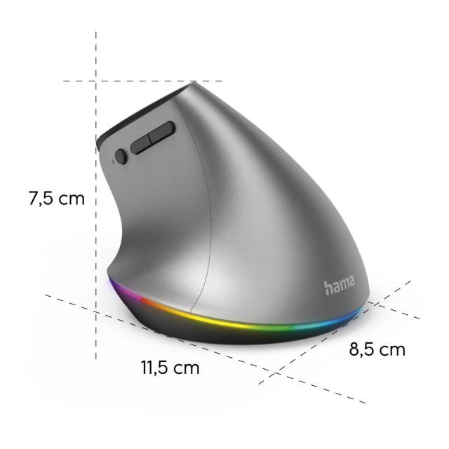 Hama "EMW-700" Ергономична вертикална мишка, USB/Bluetooth/Wireless, мулти-устройство, антрацит