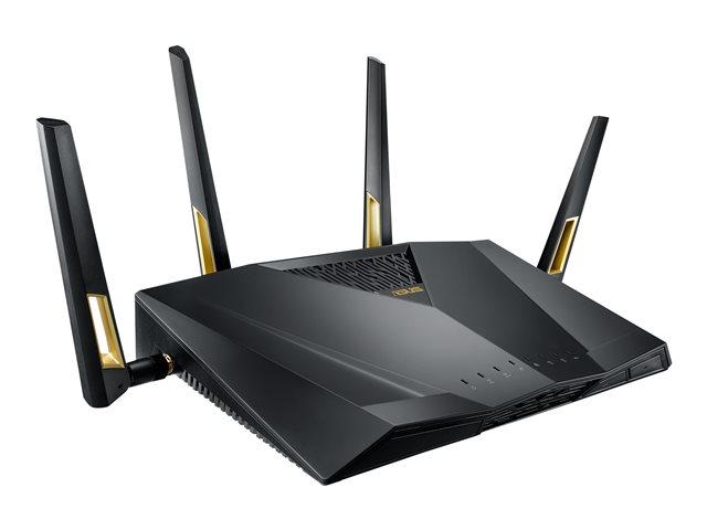 Рутер ASUS RT-AX88U Pro, 6000Mbps, 2.4GHz (1148 Mbps) / 5GHz (4804 Mbps), Wireless AX (6), 1x WAN 2.5 Gigabits, 1x LAN 2.5 Gigabits, 4x LAN Gigabits, 4 външни антени