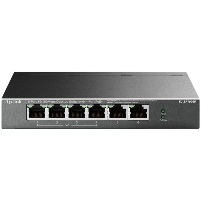 Суич TP-Link TL-SF1006P, 10/100Mbps, 6 порта, 6x 10/100 Mbps, 4x PoE+