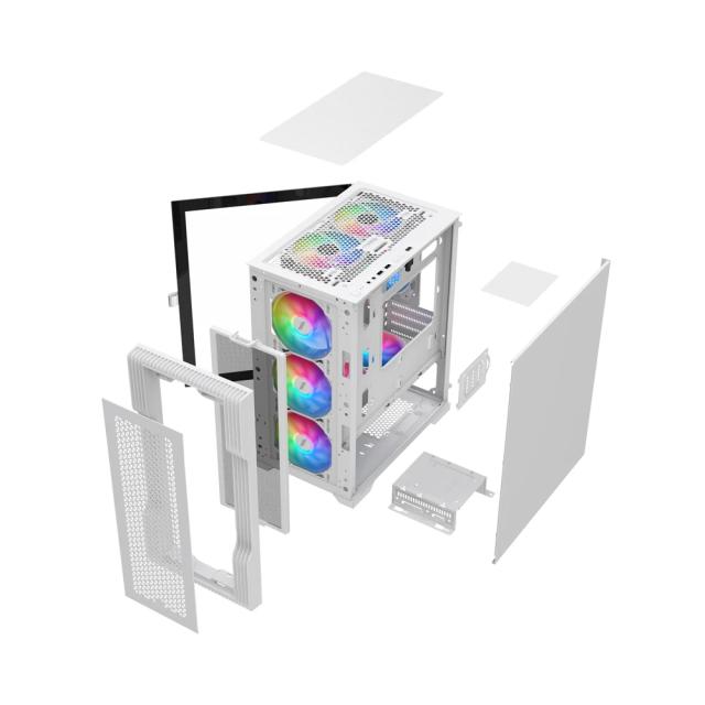 Кутия 1stPlayer TRILOBITE T3 Mesh White, Mini Tower, 2 x USB 3.0, 1 x USB 2.0, mATX, Mini-ITX