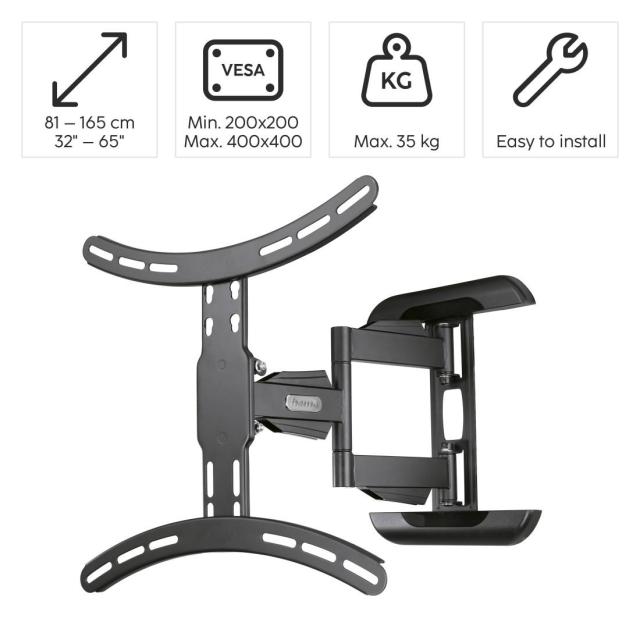 Стенна стойка за HAMA TV Fullmotion, 165 см, 32-65 ", 400х400