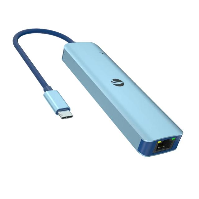 Мултипортови адаптери VCom Type-C 6-in-1, PD3.0 100W, LAN 1000Mbps, HDMI, USB3.0 x 3, SD, TF