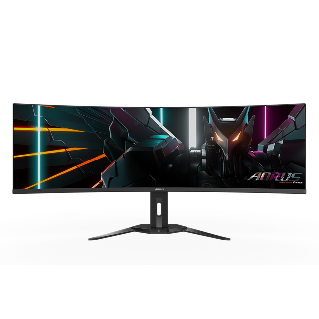 Монитор GIGABYTE AORUS CO49DQ, 49" (124.46 cm) QD-OLED, DQHD (5120x1440), Curved 1800R, 144 Hz, 0.3ms, 2x HDMI, DP, USB хъб, USB Type-C