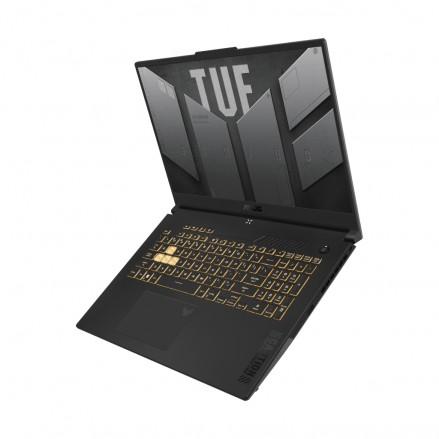 Лаптоп ASUS TUF GAMING F17 FX707VU-HX106, 17.3" (43.94cm) Full HD IPS, 144Hz, Intel Core i7-13620H 10C (2.4/4.9GHz, 24M), NVIDIA GeForce RTX 4050 6GB GDDR6, 16GB DDR5, 512GB SSD, Backlit Chiclet Keyboard, Free DOS