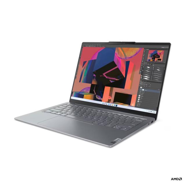 Лаптоп LENOVO Yoga Slim 6 14APU8, AMD Ryzen 7 7840U 8C (3.3 / 5.1GHz, 16MB), 14.0" (35.56 cm) WUXGA ,OLED 400nits Glossy, 60Hz, 16GB LPDDR5, 1TB SSD, Windows 11 Home