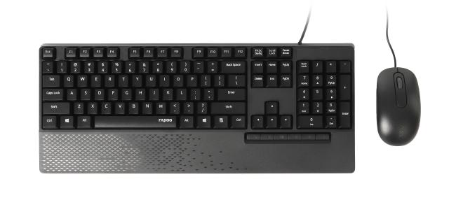 Комплект клавиатура и мишка RAPOO NX2000, 1600 DPI, USB, Черен