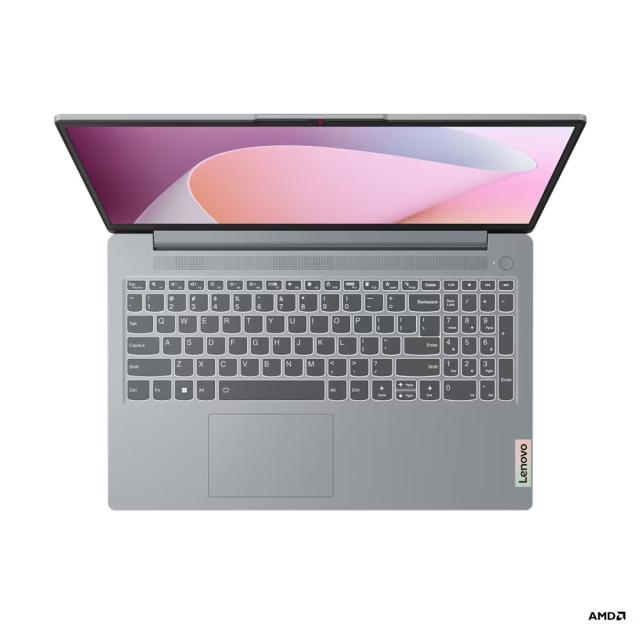 Лаптоп Lenovo IdeaPad Slim 3 15AMN8, 15.6'' (39.62 cm), Full HD, TN Anti-glare, AMD Ryzen 3 7320U 4C (2.4/4.1GHz, 4MB Cache), AMD Radeon 610M, 8GB LPDDR5, 256 GB SSD, Free DOS