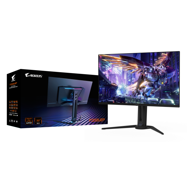 Монитор GIGABYTE AORUS FO32U2P, 31.5" (80.01 cm) QD-OLED, 4K UHD, Vesa ClearMR 13000, HDR 400, 240Hz, 0.03ms, 2x HDMI, 2x DP, 1x miniDP