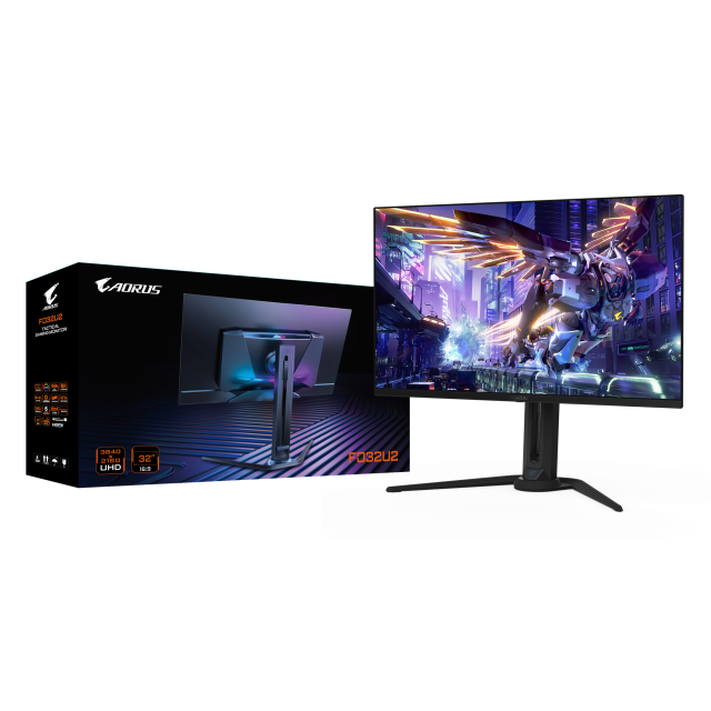 Монитор GIGABYTE AORUS FO32U2, 31.5" (80.01 cm) QD-OLED, 4K UHD, Vesa ClearMR 13000, HDR 400, 240Hz, 0.03ms, 2x HDMI, 1x DP, 1x USB Type-C