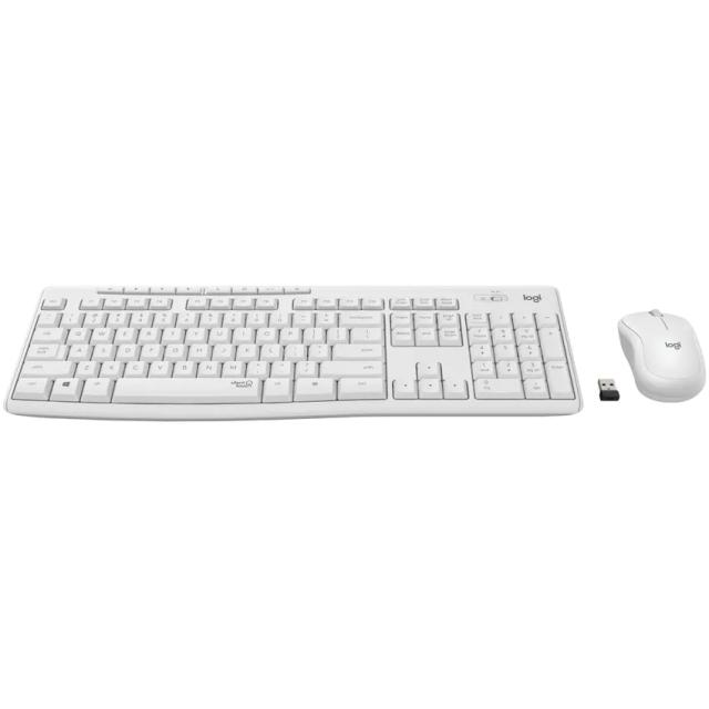 Комплект клавиатура и мишка Logitech MK295 Silent Wireless Combo, безжични, мултимедийни клавиши, технология SilentTouch, бели